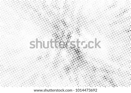 Halftone black and white grunge. Texture of dots scattered on a white background. Abstract pattern in vintage art style print on business cards, badges, labels. Vector monochrome elements