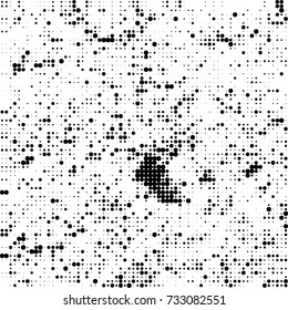 Halftone black and white. Ink spots randomly scattered over the surface. Pattern monochrome background optical pop art texture for posters, business cards, cover, labels mock-up, stickers layout