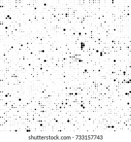 Halftone black and white. Ink spots randomly scattered over the surface. Pattern monochrome background optical pop art texture for posters, business cards, cover, labels mock-up, stickers layout