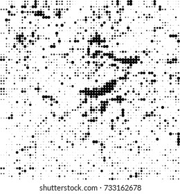 Halftone black and white. Ink spots randomly scattered over the surface. Pattern monochrome background optical pop art texture for posters, business cards, cover, labels mock-up, stickers layout