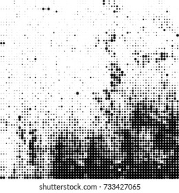 Halftone black and white. Ink spots randomly scattered over the surface. Pattern monochrome background optical pop art texture for posters, business cards, cover, labels mock-up, stickers layout
