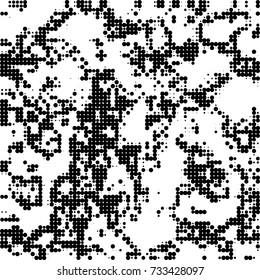 Halftone black and white. Ink spots randomly scattered over the surface. Pattern monochrome background optical pop art texture for posters, business cards, cover, labels mock-up, stickers layout