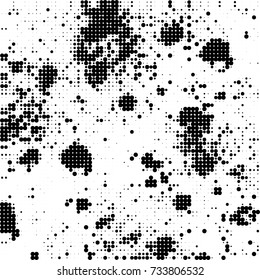 Halftone black and white. Ink spots randomly scattered over the surface. Pattern monochrome background optical pop art texture for posters, business cards, cover, labels mock-up, stickers layout