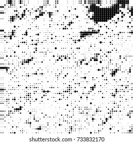 Halftone black and white. Ink spots randomly scattered over the surface. Pattern monochrome background optical pop art texture for posters, business cards, cover, labels mock-up, stickers layout