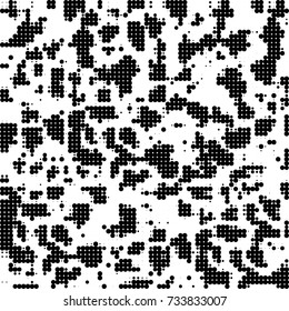 Halftone black and white. Ink spots randomly scattered over the surface. Pattern monochrome background optical pop art texture for posters, business cards, cover, labels mock-up, stickers layout