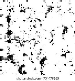 Halftone black and white. Ink spots randomly scattered over the surface. Pattern monochrome background optical pop art texture for posters, business cards, cover, labels mock-up, stickers layout