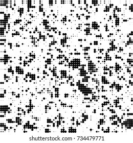 Halftone black and white. Ink spots randomly scattered over the surface. Pattern monochrome background optical pop art texture for posters, business cards, cover, labels mock-up, stickers layout