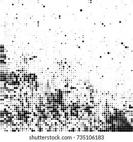 Halftone black and white. Ink spots randomly scattered over the surface. Pattern monochrome background optical pop art texture for posters, business cards, cover, labels mock-up, stickers layout
