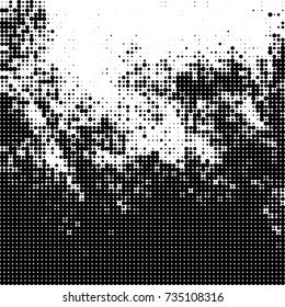 Halftone black and white. Ink spots randomly scattered over the surface. Pattern monochrome background optical pop art texture for posters, business cards, cover, labels mock-up, stickers layout