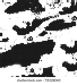 Halftone black and white. Ink spots randomly scattered over the surface. Pattern monochrome background optical pop art texture for posters, business cards, cover, labels mock-up, stickers layout