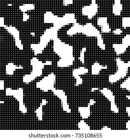 Halftone black and white. Ink spots randomly scattered over the surface. Pattern monochrome background optical pop art texture for posters, business cards, cover, labels mock-up, stickers layout