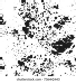 Halftone black and white. Ink spots randomly scattered over the surface. Pattern monochrome background optical pop art texture for posters, business cards, cover, labels mock-up, stickers layout