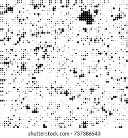 Halftone black and white. Ink spots randomly scattered over the surface. Pattern monochrome background optical pop art texture for posters, business cards, cover, labels mock-up, stickers layout