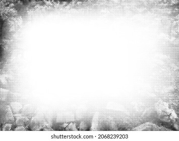 Marco monocromo blanco y negro de semitono. Espacio para texto. Ilustración vectorial.