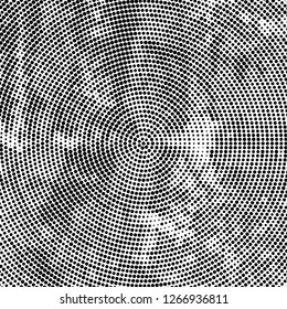 Halftone black and white radial texture