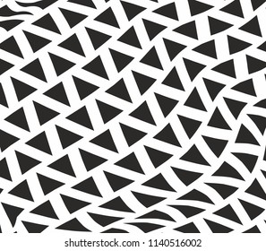 Halftone black and white triangle pattern wavy trandy vector background minimal design