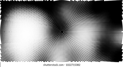 Halftone black and white vector of dots arranged in a circle