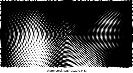 Halftone black and white vector of dots arranged in a circle