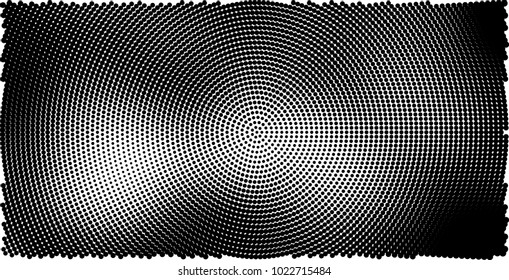 Halftone black and white vector of dots arranged in a circle