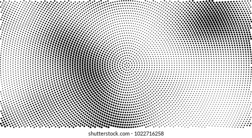 Halftone black and white vector of dots arranged in a circle