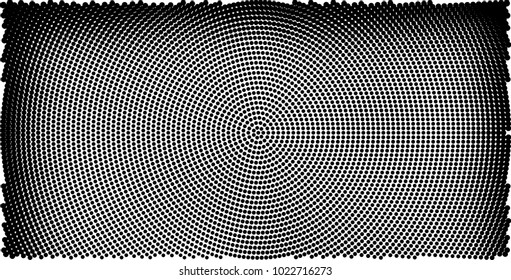 Halftone black and white vector of dots arranged in a circle