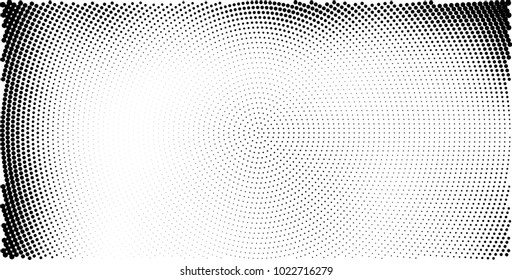 Halftone black and white vector of dots arranged in a circle