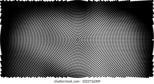 Halftone black and white vector of dots arranged in a circle
