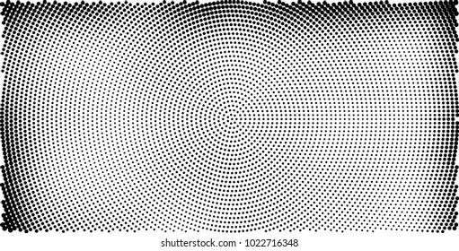 Halftone black and white vector of dots arranged in a circle