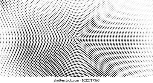 Halftone black and white vector of dots arranged in a circle