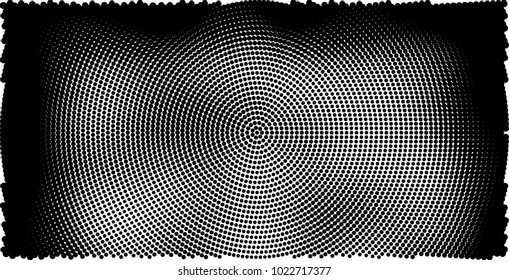 Halftone black and white vector of dots arranged in a circle