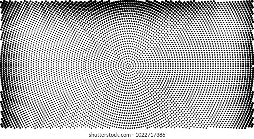 Halftone black and white vector of dots arranged in a circle