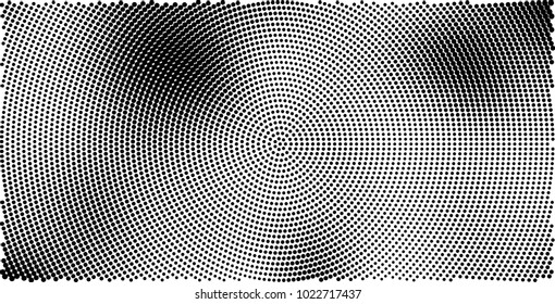 Halftone black and white vector of dots arranged in a circle