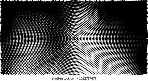 Halftone black and white vector of dots arranged in a circle