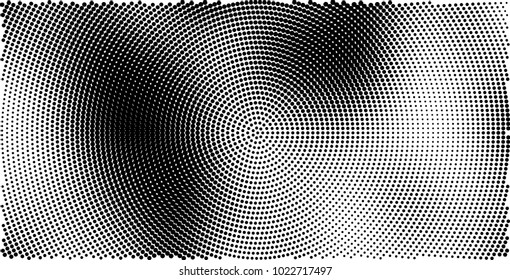 Halftone black and white vector of dots arranged in a circle