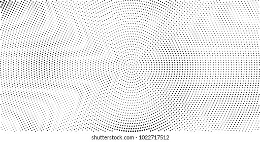 Halftone black and white vector of dots arranged in a circle