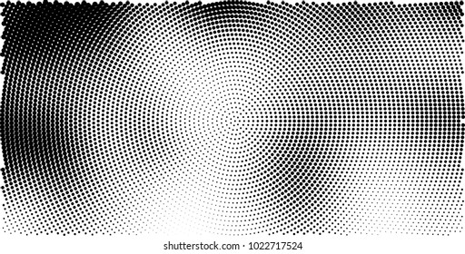 Halftone black and white vector of dots arranged in a circle