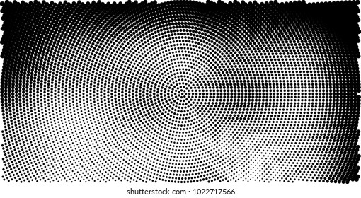 Halftone black and white vector of dots arranged in a circle