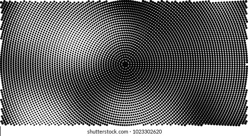 Halftone black and white vector of dots arranged in a circle