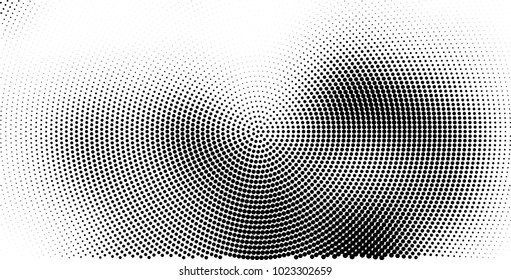 Halftone black and white vector of dots arranged in a circle