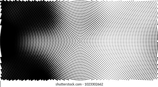 Halftone black and white vector of dots arranged in a circle