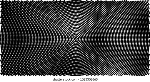 Halftone black and white vector of dots arranged in a circle