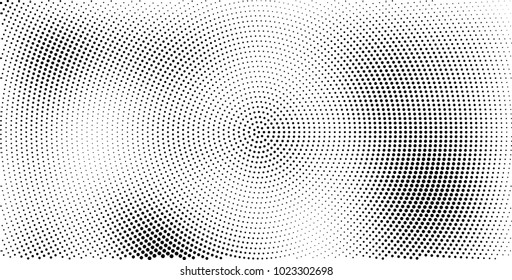 Halftone black and white vector of dots arranged in a circle