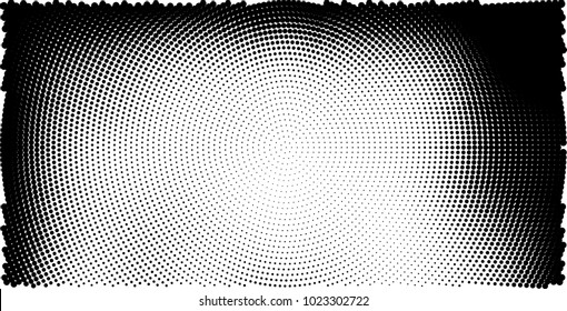 Halftone black and white vector of dots arranged in a circle