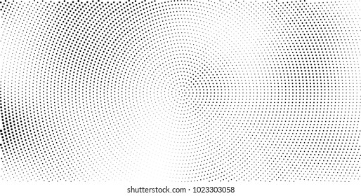 Halftone black and white vector of dots arranged in a circle