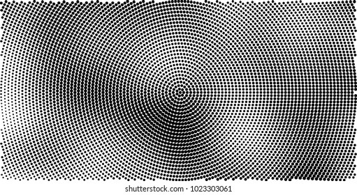Halftone black and white vector of dots arranged in a circle