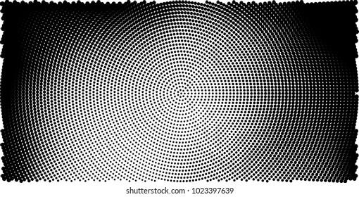 Halftone black and white vector of dots arranged in a circle
