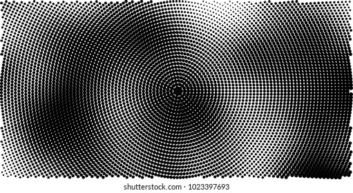 Halftone black and white vector of dots arranged in a circle