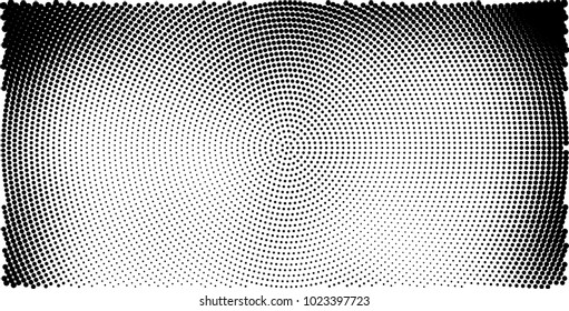 Halftone black and white vector of dots arranged in a circle
