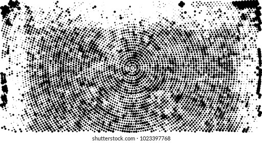 Halftone black and white vector of dots arranged in a circle