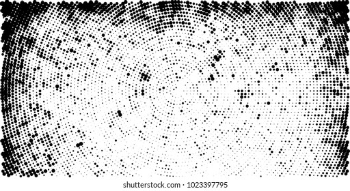Halftone black and white vector of dots arranged in a circle